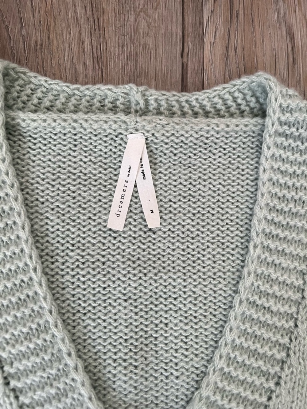 Dreamers Sage Green Cropped Cardigan with Cream Flower Appliqués - Picture 2 of 4